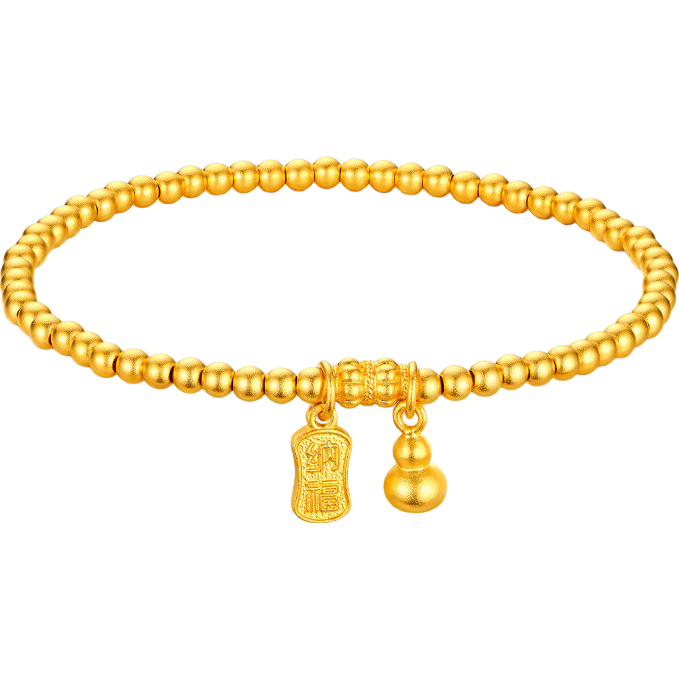 金至尊（3DG Jewellery）福气到古法黄金手链福牌葫芦足金999手串送女友新年礼物计价 总重9.68克（金重9.61克）
