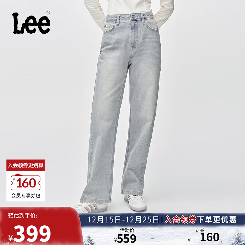 Lee25秋冬新品429标准中腰直脚五袋款浅蓝女牛仔裤 浅蓝色  28 