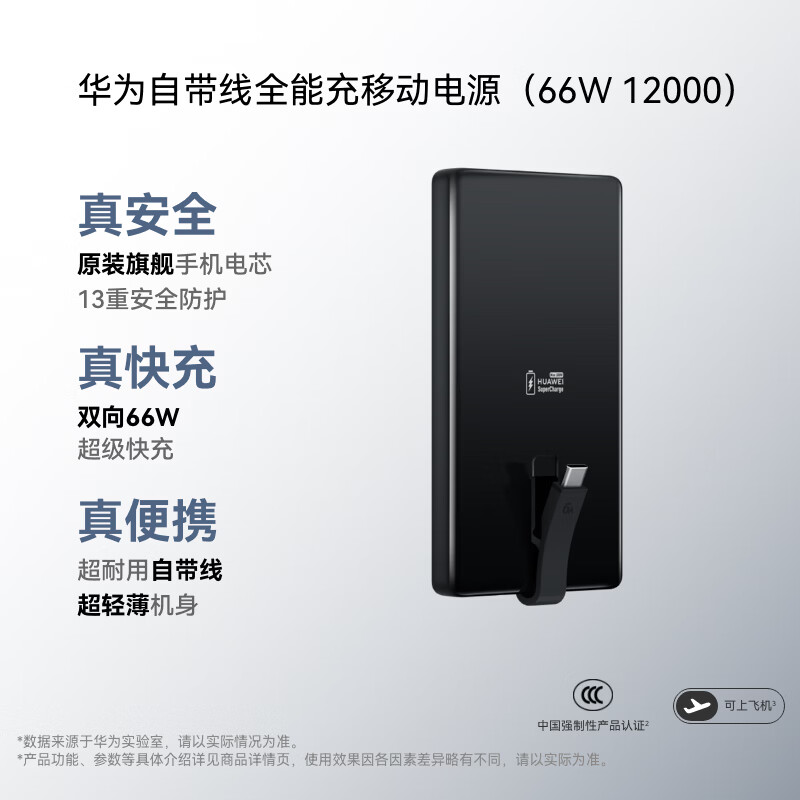 ��Ϊ�Դ���ȫ�ܳ��ƶ���Դ��66W 12000����籦 3C��֤ ���Ϸɻ� �콢�ֻ���о ��ʯ�� 329Ԫ