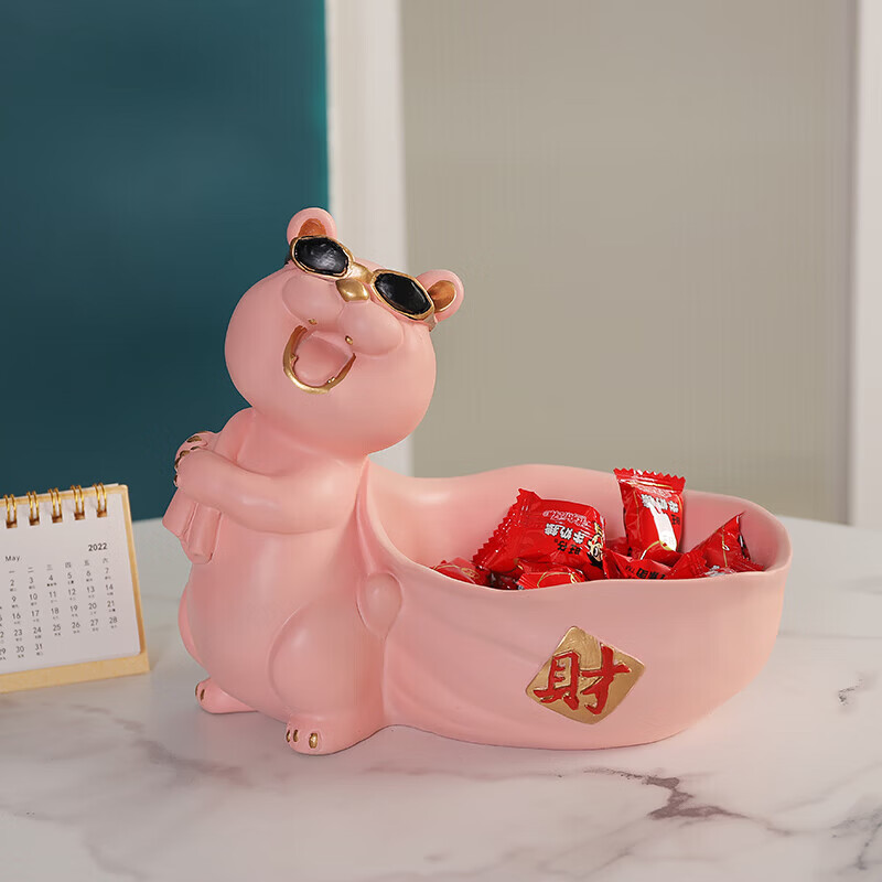 韵化【厂家直发】收纳摆件客厅办公室桌面玄关放钥匙ins创意轻奢北欧 活力橙-托财猫摆件