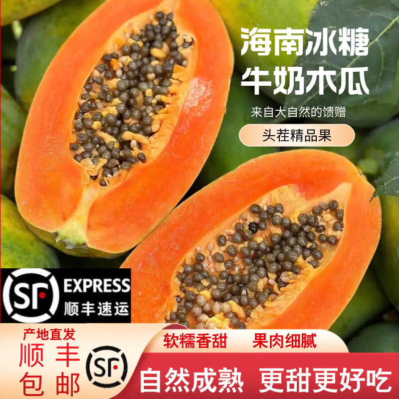 绿熊庄园【顺丰】海南大青红心牛奶木瓜现摘树熟当季新鲜下奶孕妇水果整箱 净重4.5-5斤【单果500g+】
