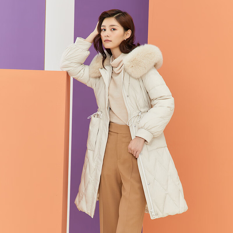 千仞岗【羽绒清仓】新年红色鸭绒服女士中长款外套中年妈妈装保暖防寒服 活力红 Y269761Y M (165)