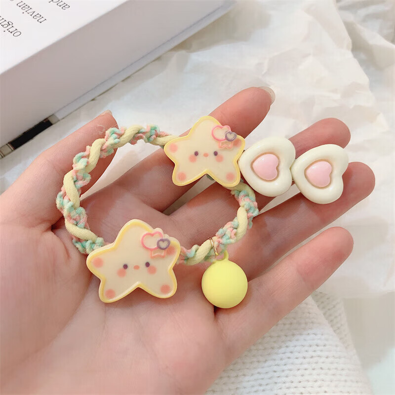 【精选品质】可爱奶油黄星星头绳清新少女风高弹力发绳百搭甜美橡 09 星星奶酪发夹