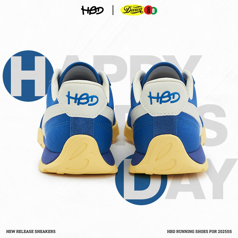 HAPPY BIRDS DAYHBD男女慢跑鞋复古情侣低帮德训鞋透气百搭平底休闲运动鞋80 活力蓝 35