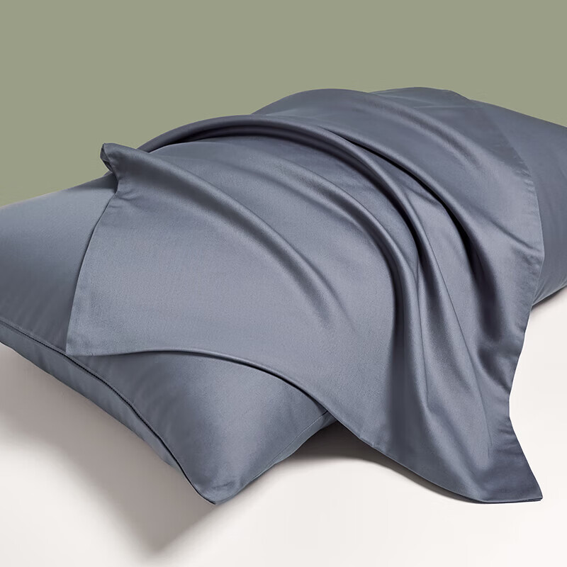 【精选好物】60S长绒棉枕套一对装枕头套单个贡缎高级感双人加厚 远山灰【60S一级新疆长绒棉】 48*74cm一对装