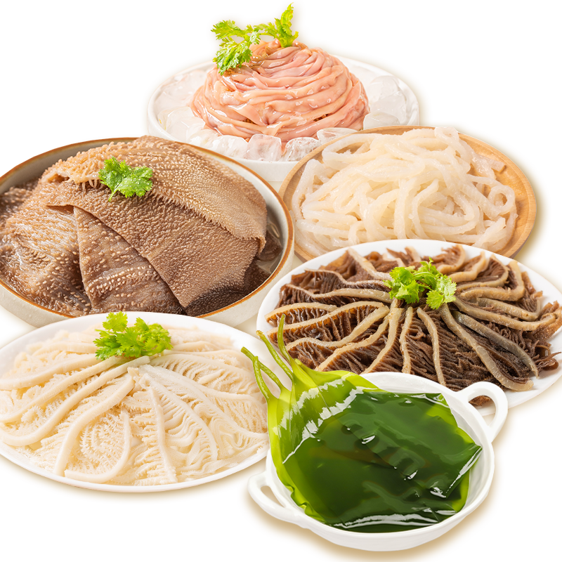 大龍燚火锅六拼1.2kg火锅套餐千层牛肚毛肚丝鸭肠固形物70%