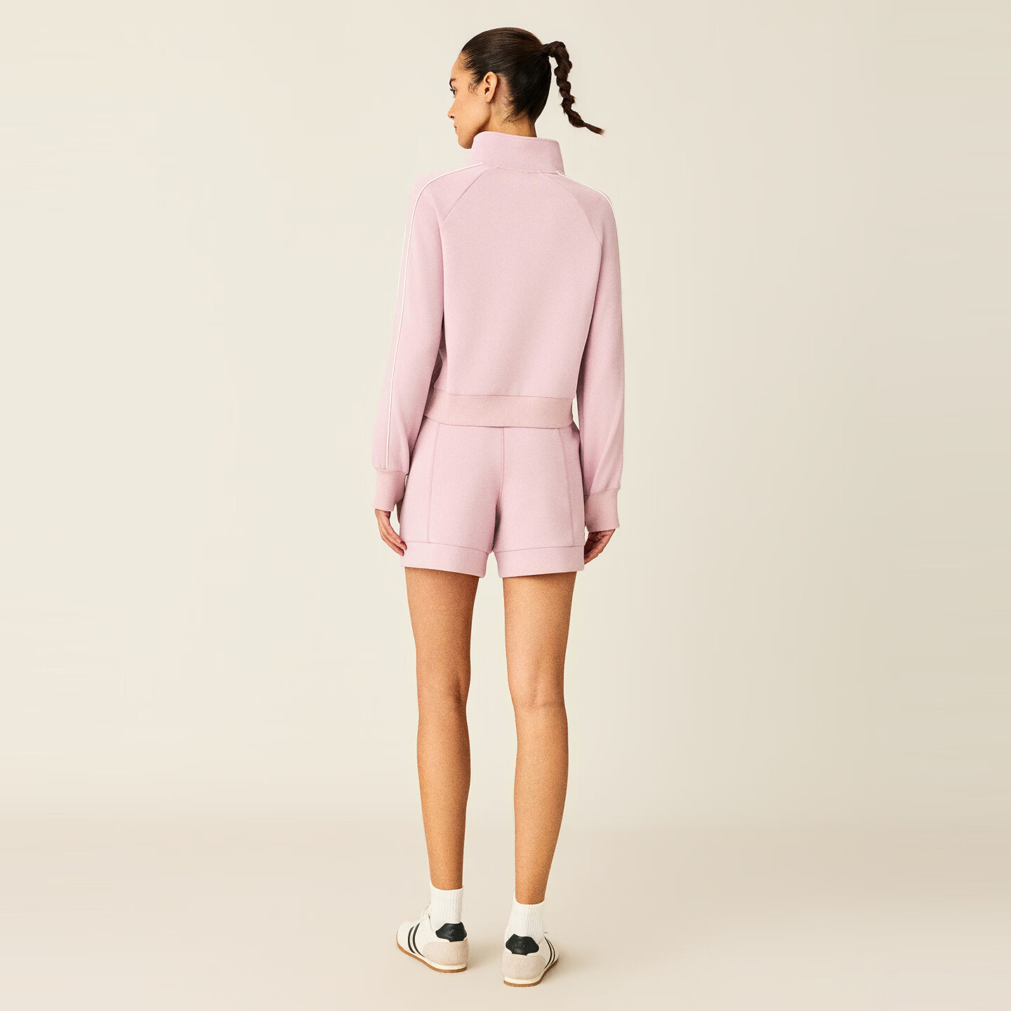 ellesse小贝壳26春季新品网球服显瘦半拉链卫衣运动上衣外套女 粉色【新色上新】 S