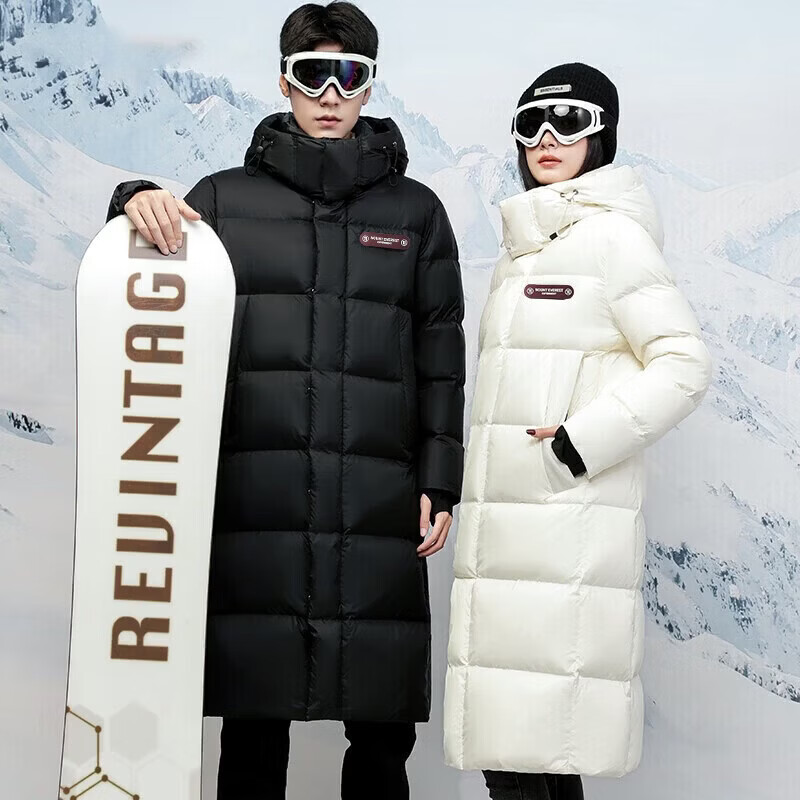 【鹦鹉梨严选】加厚羽绒服中长款26新款防风保暖连帽外套情侣男女 黑色 XL