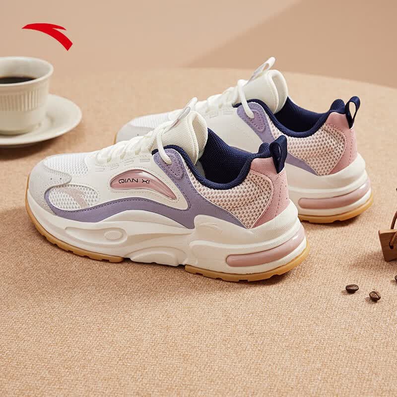 安踏(anta)千禧5女鞋 关晓彤同款老爹鞋女22冬季新款低帮厚底跑步运动