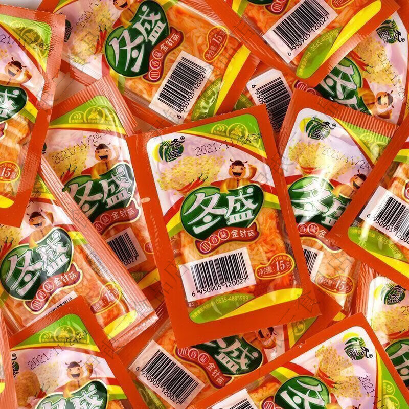 冬盛金针菇15g小包装微辣川香金针菇量贩装网红不塞牙开味下饭菜 川香味 20袋冬盛牌新日期