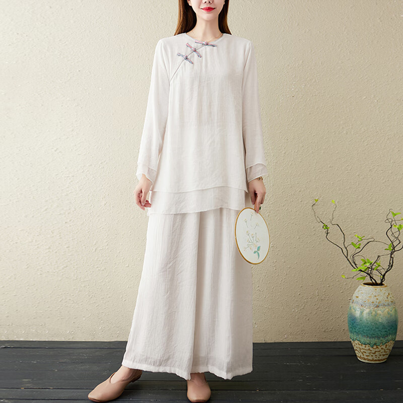 fengedun居士服拜佛打坐服禅服佛系女夏天禅意女装棉麻唐装中国素衣