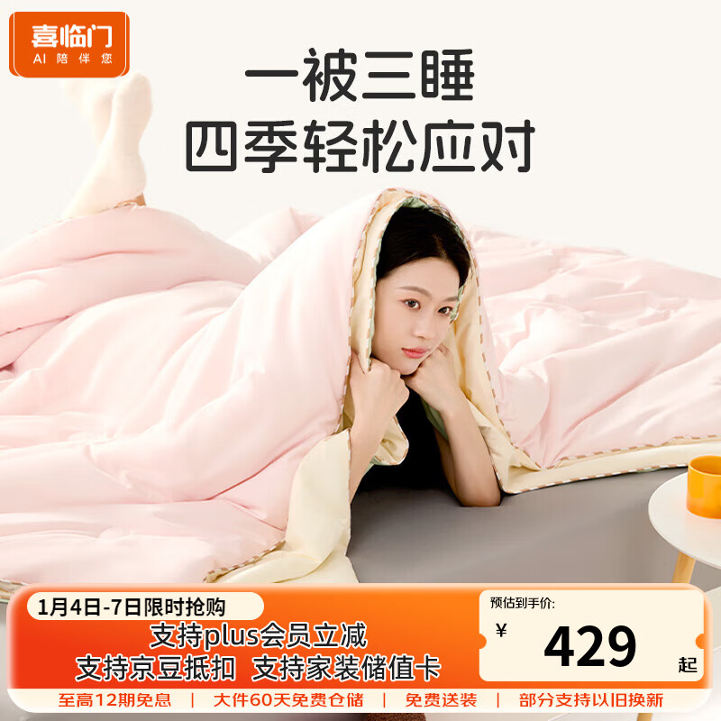 喜临门A类控温被子春秋被芯抗菌四季被加厚冬被太空被苹果叠叠乐 子母被（夏凉被+春秋被） 200*230cm