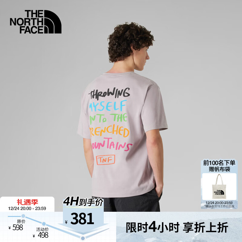 北面（The North Face）男短袖T恤休闲透气户外款UE设计师25年春夏新款|8CKS 1OA/灰色 L /175