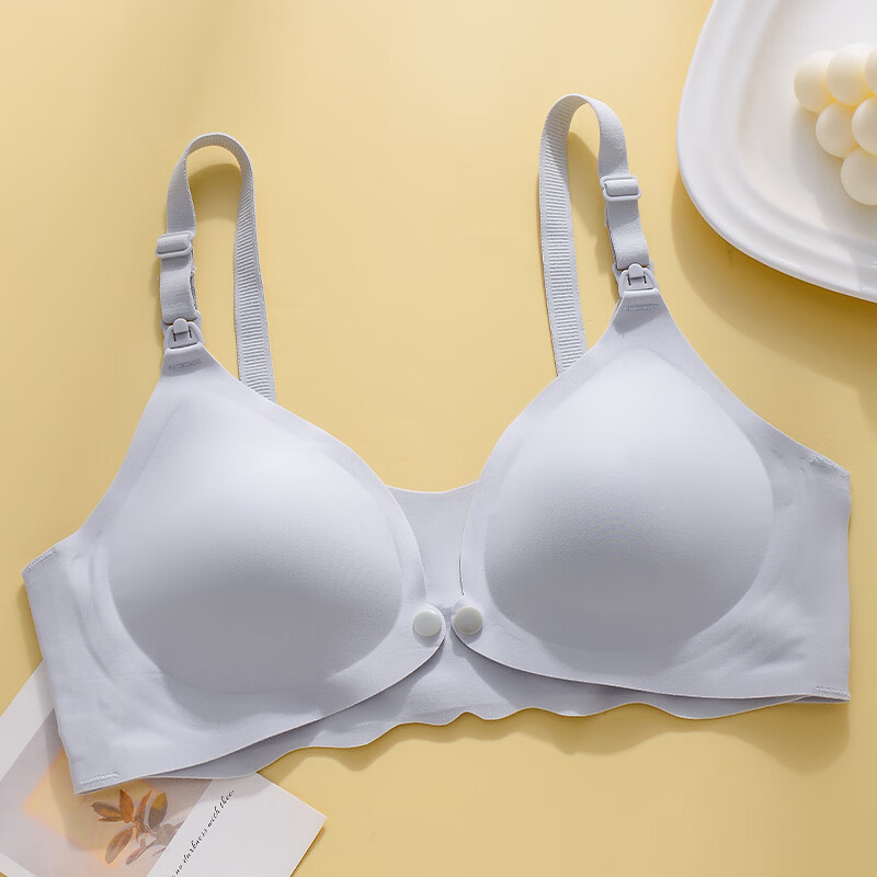 古今（GUJIN）哺乳内衣孕妇哺乳文胸前开扣怀孕期产后喂奶专用聚拢文胸罩无钢圈 肤+肤色2件装前扣便捷 90C