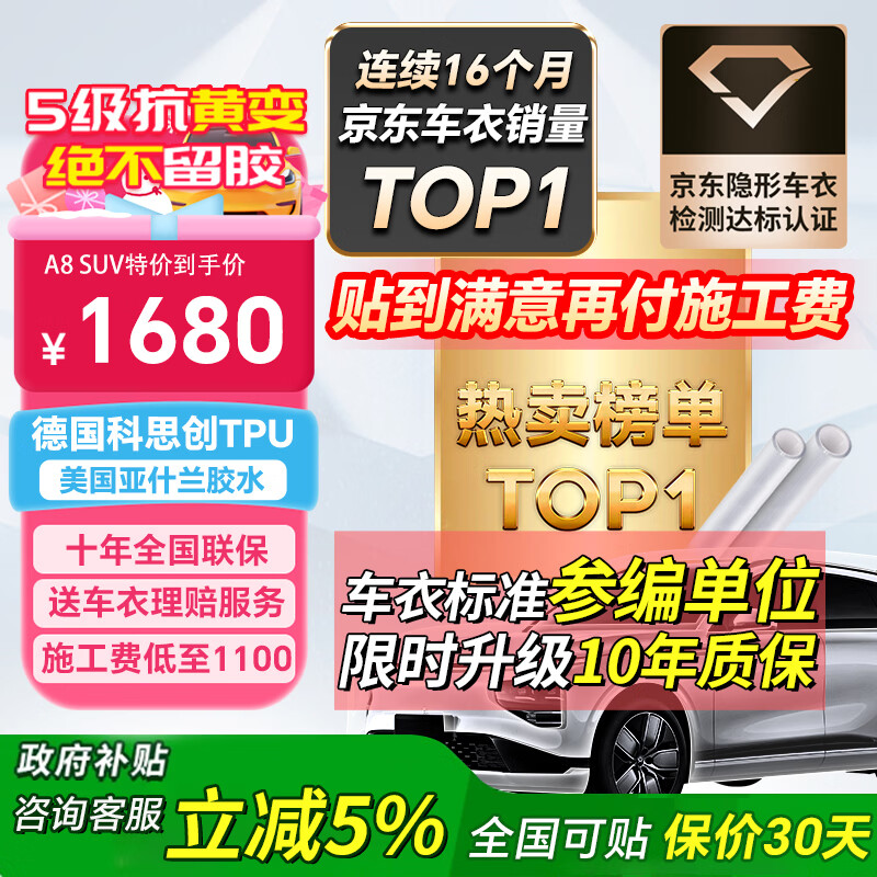 ATX隐形车衣全车身贴膜隐身车衣膜TPU材质汽车漆面保护膜透明全车膜特斯拉su7问界车衣	