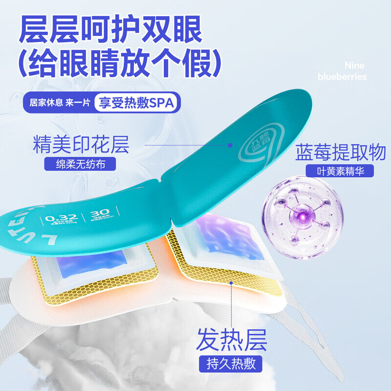 米卡博蓝莓蒸汽眼罩蒸汽眼贴自发加热眼疲劳眼干遮光助眠男女通用 20片【九颗蓝莓 高效呵护双眼】