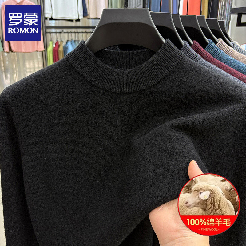 ���ɣ�ROMON����100%��ë����ë����2025�ﶬ�¿ů��ʿ��֯�������װ���� ��ɫ XL (175) (��������130-145��) 89Ԫ