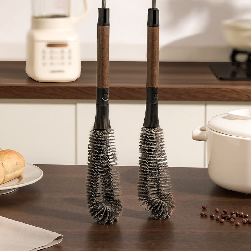 洋臣胡桃色二合一瓶口刷长柄可拆卸缝隙刷多功能软毛杯刷破壁机清洗刷 【破壁机刷】1个