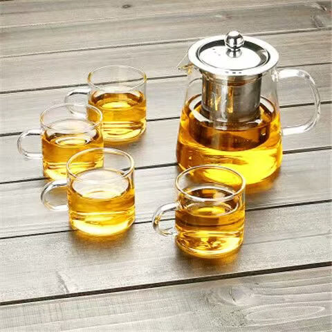 无品牌暮云一壶四杯耐热玻璃茶壶套装茶具烧水壶养生壶煮茶壶 一壶四杯450ml