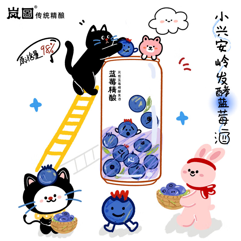 岚图蓝莓酒 男女士低度水果酒发酵型晚安酒甜酒240ml*6罐