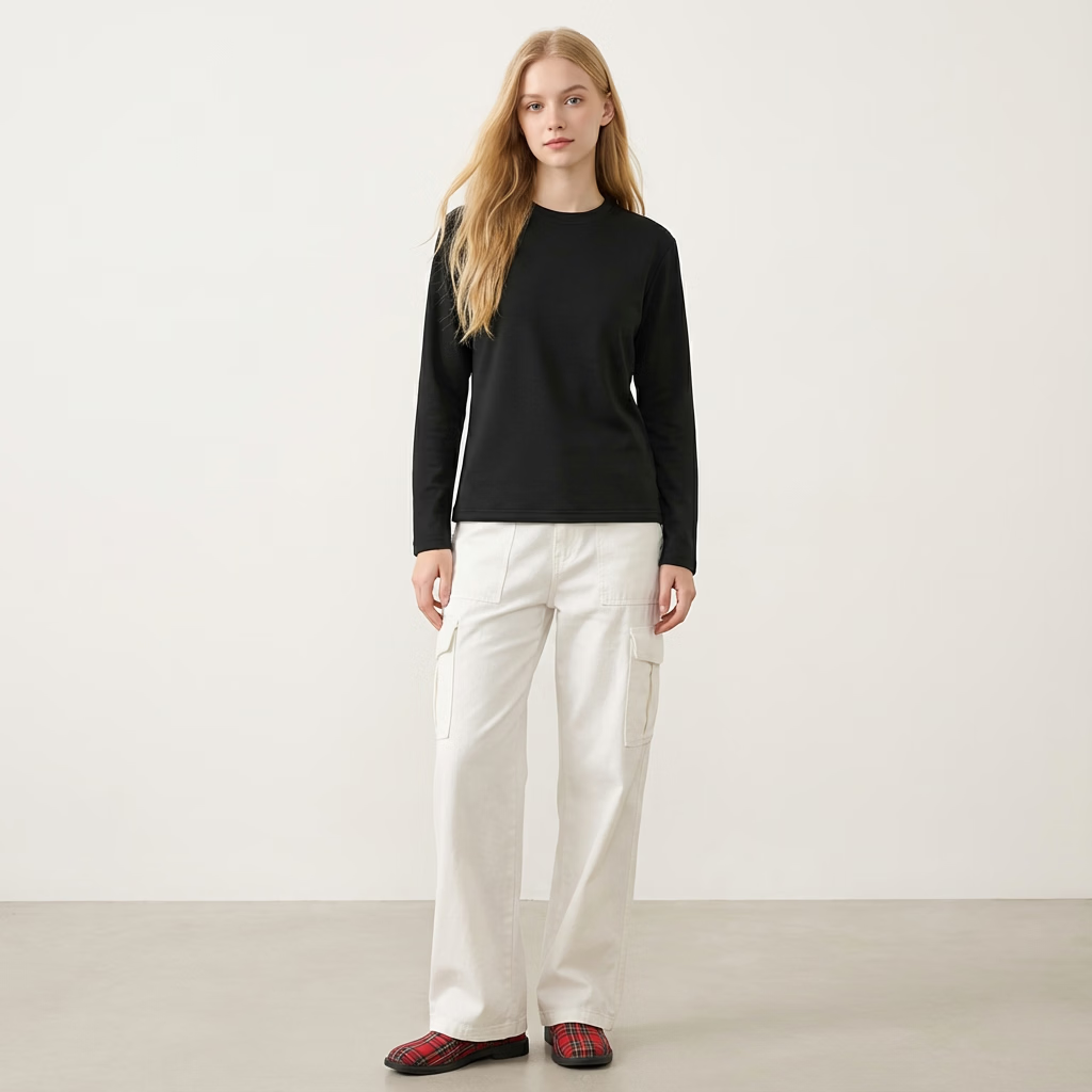 H 2000【鹦鹉梨严选】 2025年秋冬情侣休闲保暖三防鹅绒长袖T恤D5W40900 白色 M 推荐105-120斤