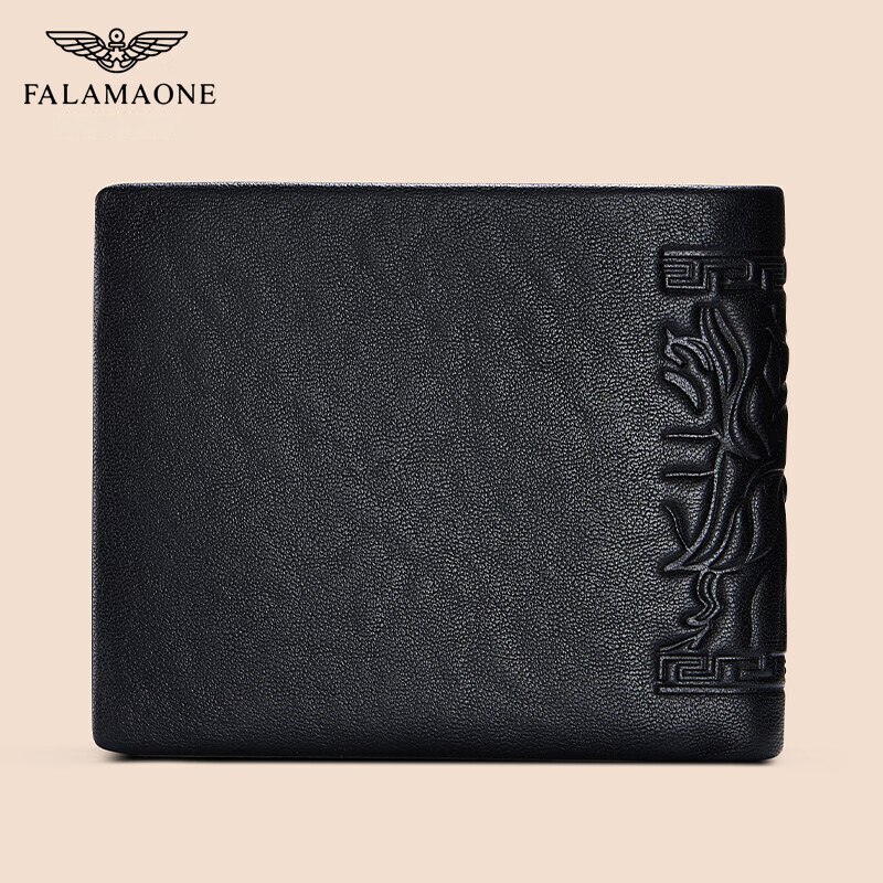 FALAMAONE法莱阿玛尼男士钱包男奢侈品真皮短款高端头层软牛皮钱夹生日礼物 京仓直发/头层牛皮【专柜礼盒】 代写贺卡打印照片联系客服