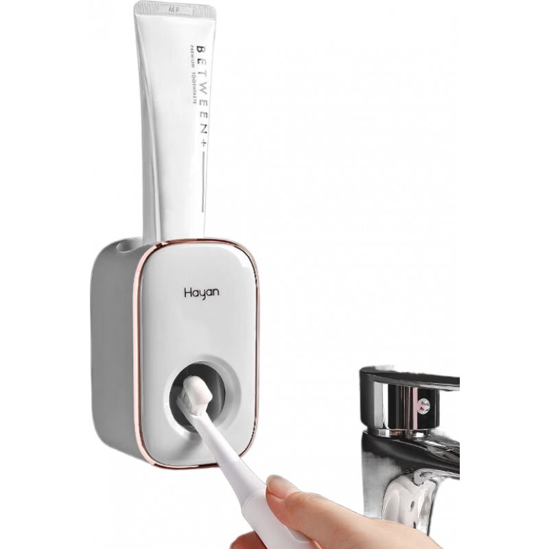 海迎自動擠牙膏神器壁掛免打孔牙刷架2025新款 【珍珠白】自動擠牙膏器