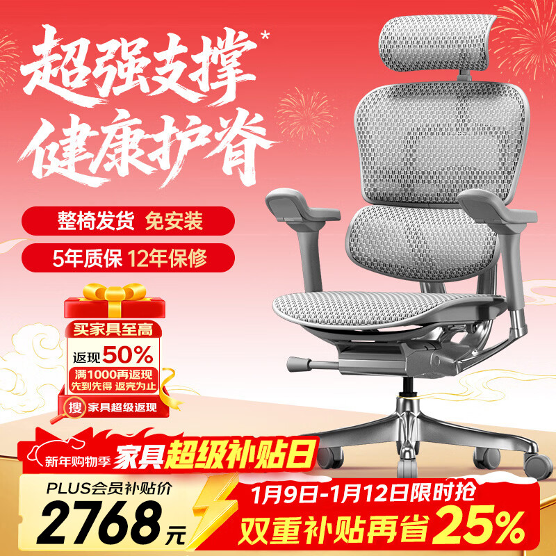 Ergonor保友金豪e2代 高端人体工学椅电脑椅办公椅电竞椅子 银白网
