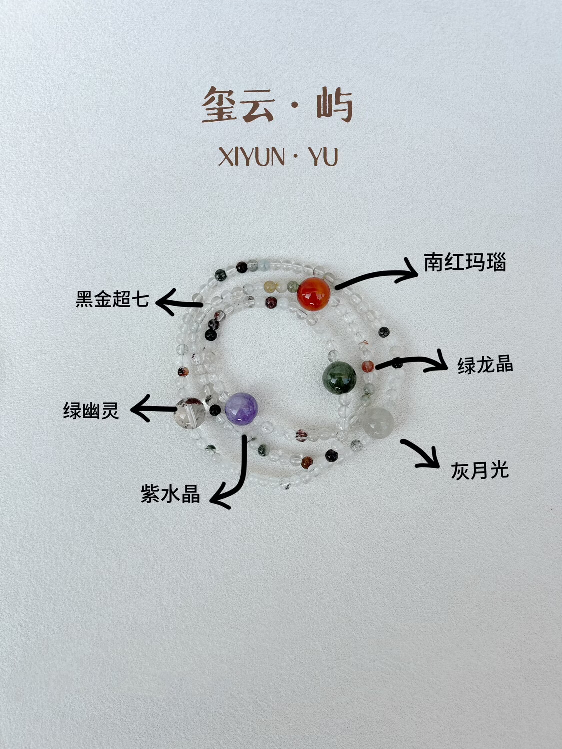 玺云屿 XIYUNYU星云多宝水晶手串清新原创手链五行定制手串 默认