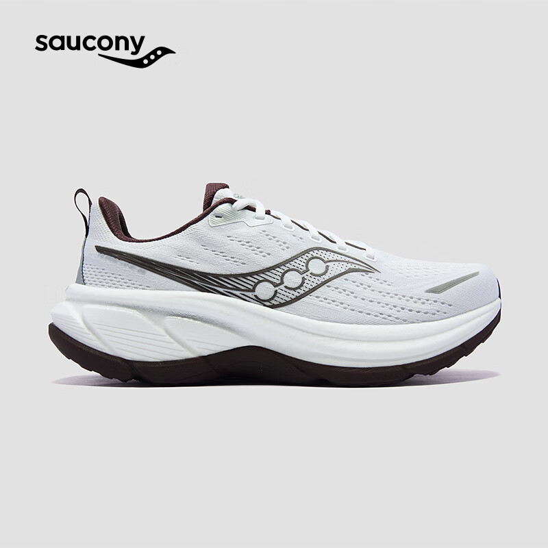 Saucony索康尼HURRICANE飓风25稳定舒适男女生减震运动鞋 白暗红-男 42.5