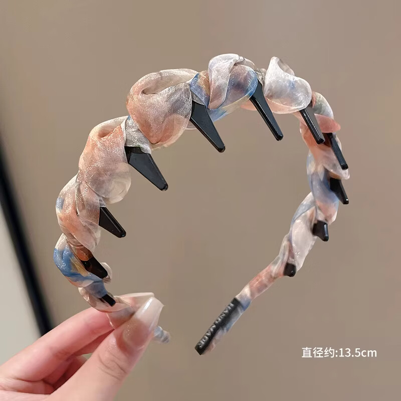 唐芙妮高颅顶波浪发箍女2026新款带齿防滑洗脸头箍日常外带高级感发卡 蓝色网纱发箍 【轻松高颅顶】