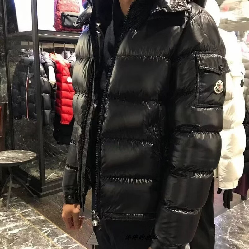 桐系蒙口鹅经典玛雅羽绒服男女新款情侣冬季加厚保暖亮面外套鹅绒服 黑色（原版原标） L =2码115-130斤