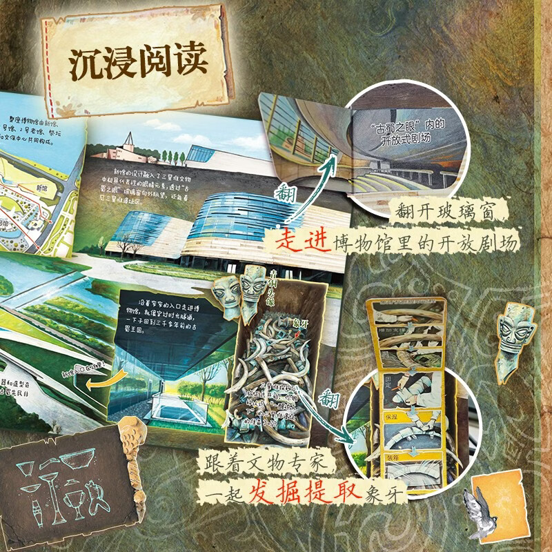 博物馆翻翻书精装4册 揭秘故宫国博上海博物馆三星堆博物馆 儿童文化认知互动百科绘本
