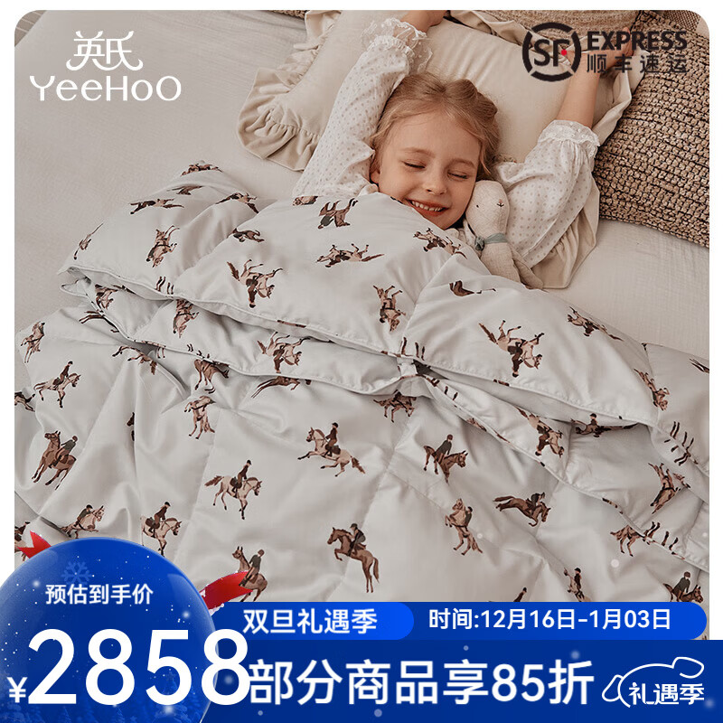 英氏（YEEHOO）婴童秋冬被可机洗鹅绒四季被羽绒蚕丝二合一子母被四季被 勇敢骑士 羽绒子母被（建议室温0-12℃） 120*150cm