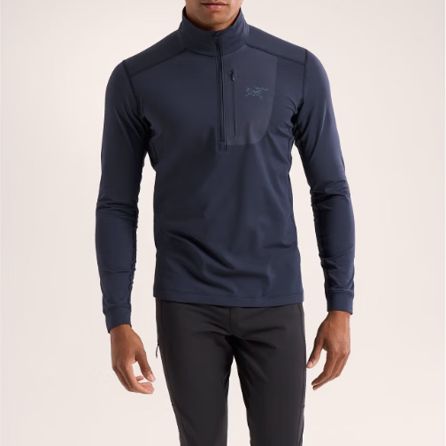 始祖鸟（ARC'TERYX）美国直邮 ARCTERYX始祖鸟  男女  RHO LT ZIP NECK 男士蓝黑色 Rho LT Zip Neck B1  XXL