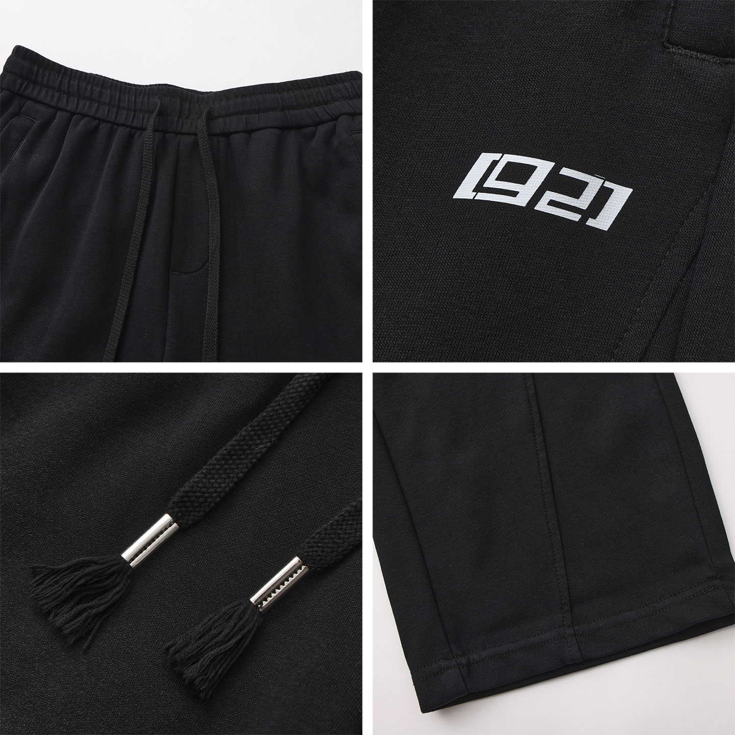 回力1927宽松休闲裤百搭简约时尚潮流舒适男女同款针织长裤 黑色 2XL