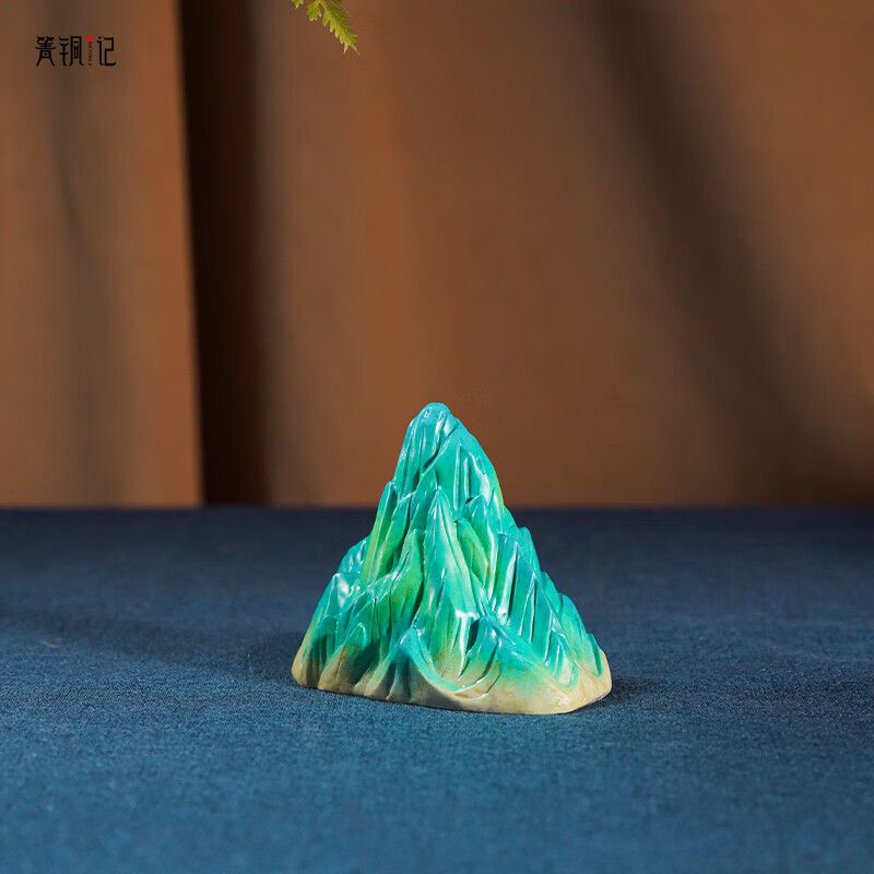 箐铜记千里江山黄铜摆件新中式轻奢山水文玩桌面装饰品乔迁礼物礼盒装 千里江山+底座