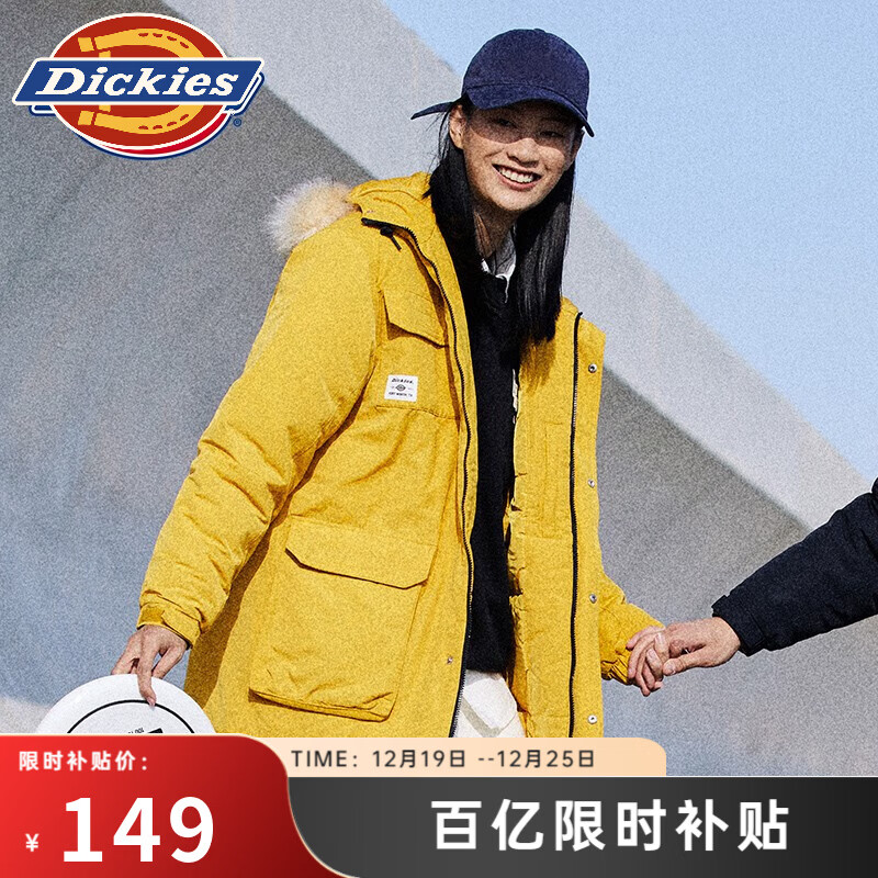 Dickies棉服 可脱卸毛领字母印花多口袋夹克百搭厚外套 9551 姜黄 （宽松版型） XL