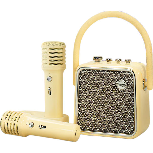 Divoom點音麥克風k歌一體音響家庭ktv全套可接電視客廳家用藍牙音箱HIFI 雙麥顯眼包音箱(星河黑)