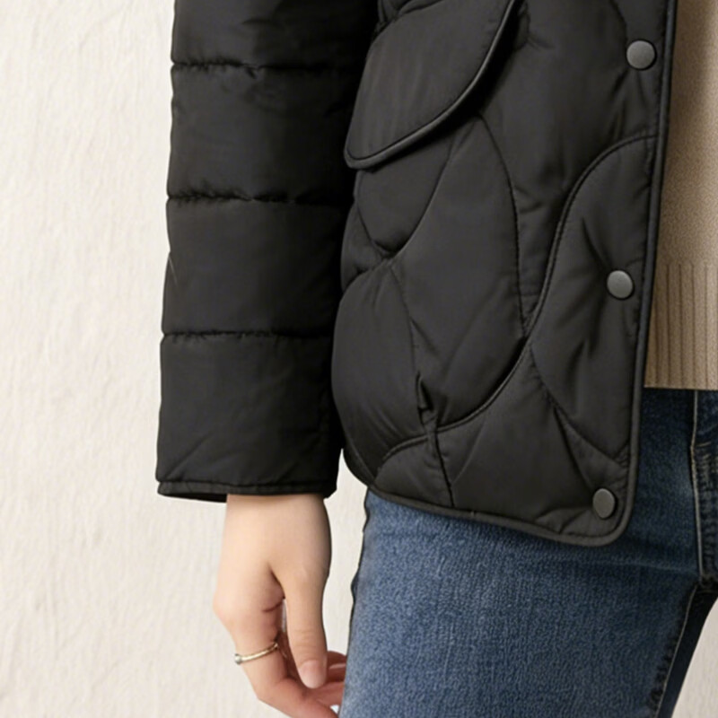 子牧棉麻2025冬装 女休闲百搭短款棉服棉袄时尚洋气保暖棉衣外套8903 粉红色 XL (建议120-135斤)