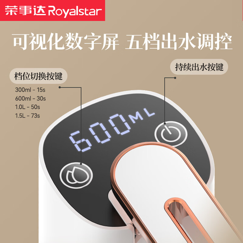 荣事达（Royalstar）桶装水抽水神器折叠电动压水器吸水取水器家用上水器饮水机抽水泵 【配紫光杀菌款】LED显示+迅猛定量出水