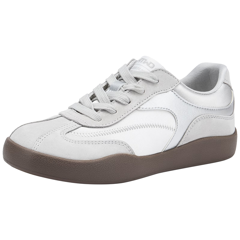 熱風（Hotwind）銀色德訓鞋女款2026年春季新款百搭平底休閑鞋輕便軟底女鞋子