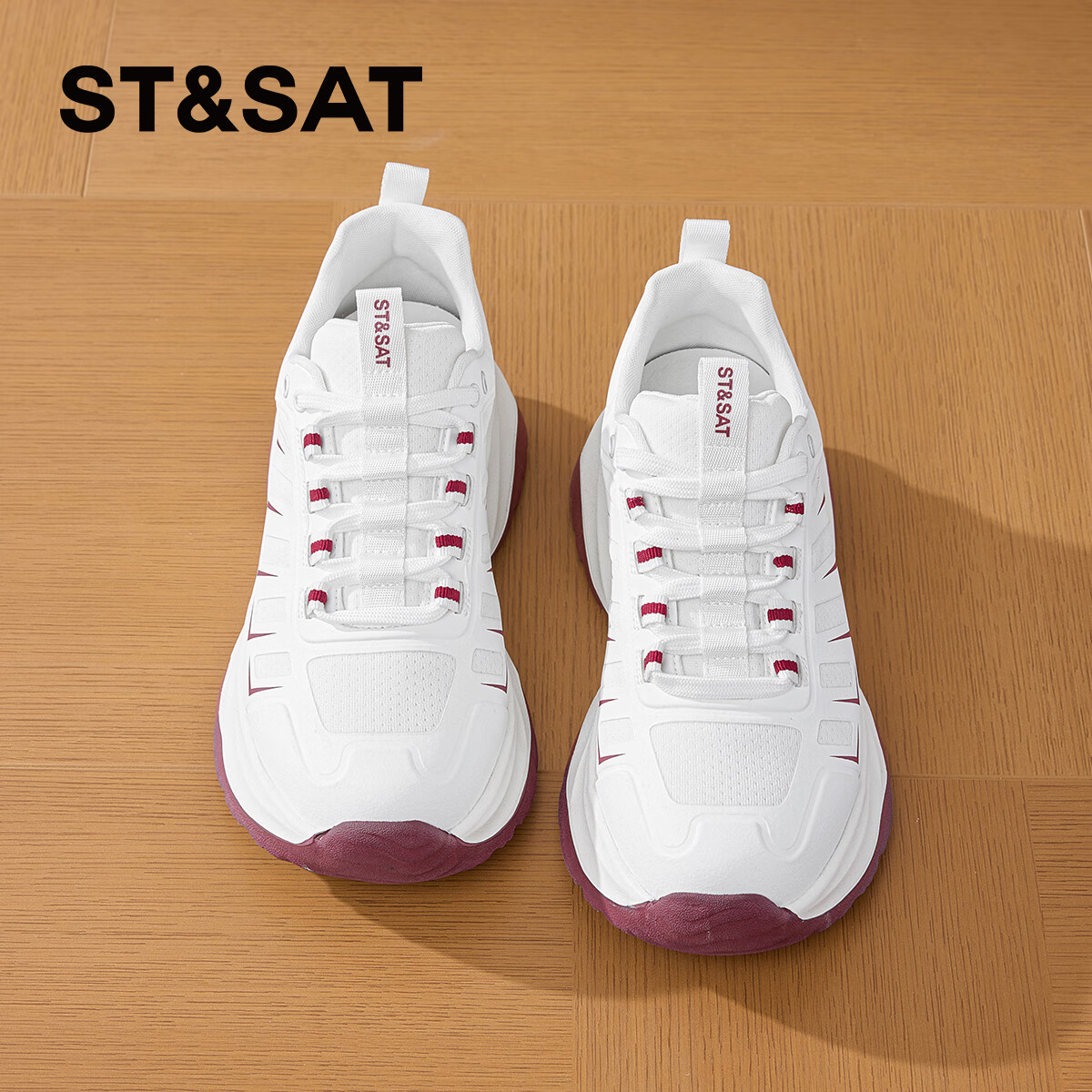 星期六运动鞋女款厚底女鞋2025新款秋季增高老爹鞋休闲小白鞋子女 红色 35 225