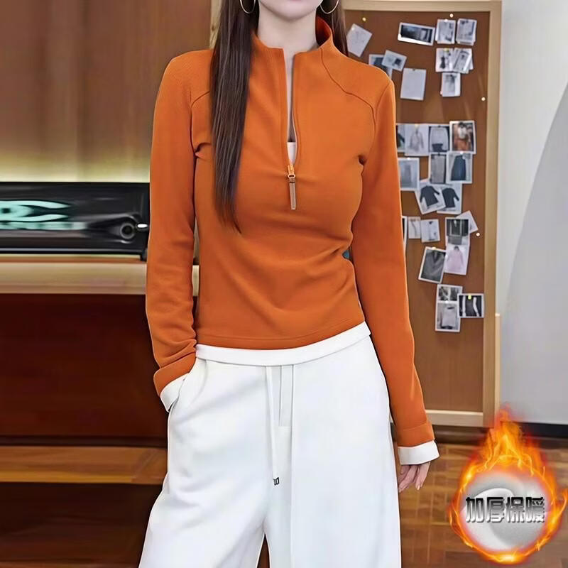 【轻奢时尚百搭】高领秋冬保暖卫衣爆款女装时尚潮流显瘦气质www 爱马仕橙 L 【90-110斤】