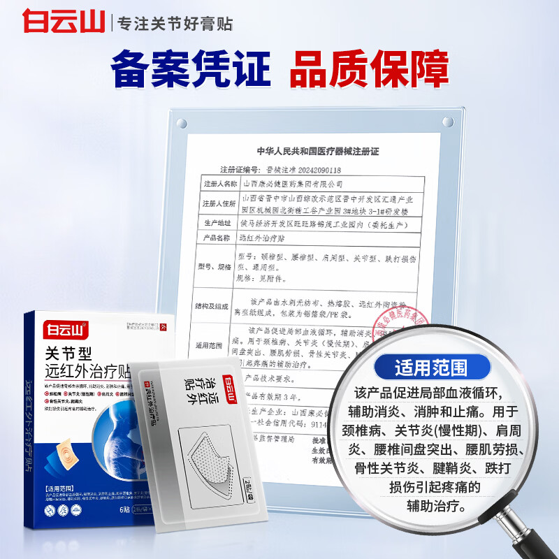 白云山关节贴膝盖贴膝盖积液关节炎滑膜炎专用膏贴半月板损伤腱鞘炎膏贴 2盒改善装 【轻微关节痛缓解】 行业关节贴销冠&多地次日达