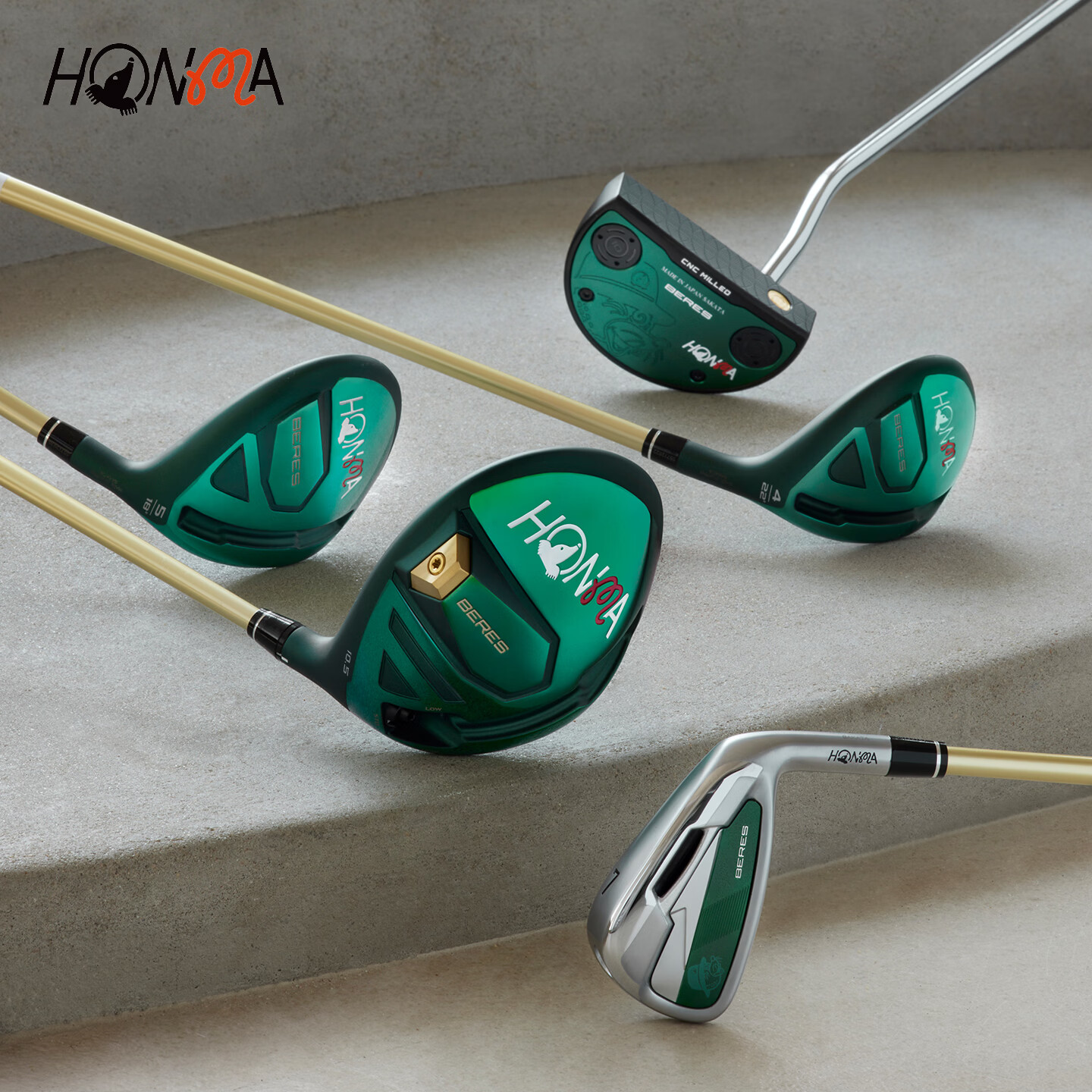 HONMA X MALBON聯(lián)名款男士高爾夫球桿高爾夫套桿贈推桿 極光綠 SR硬度【4木9鐵】