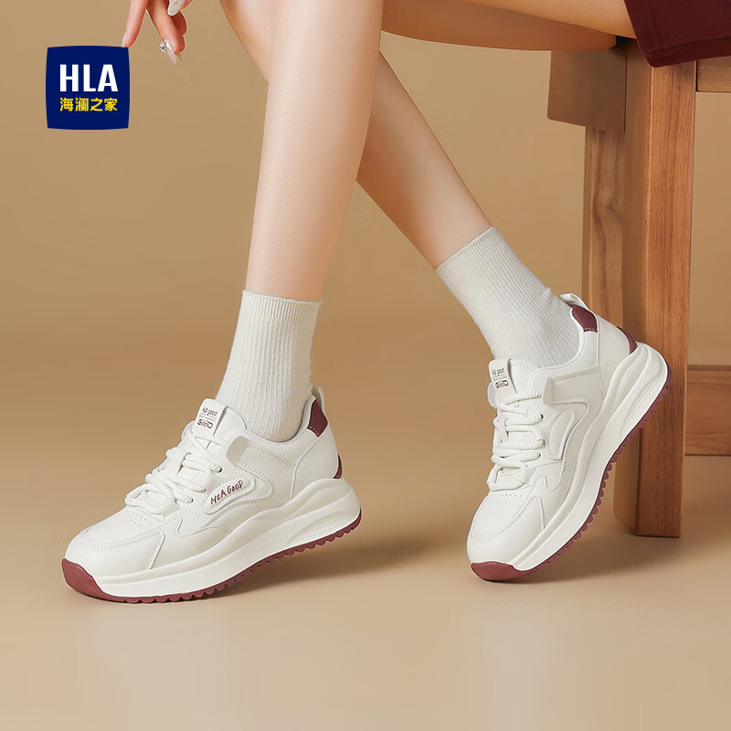 海澜之家（HLA）运动休闲鞋女春夏百搭小白阿甘鞋轻便老爹鞋HDAYXW1CDQ036 米红37
