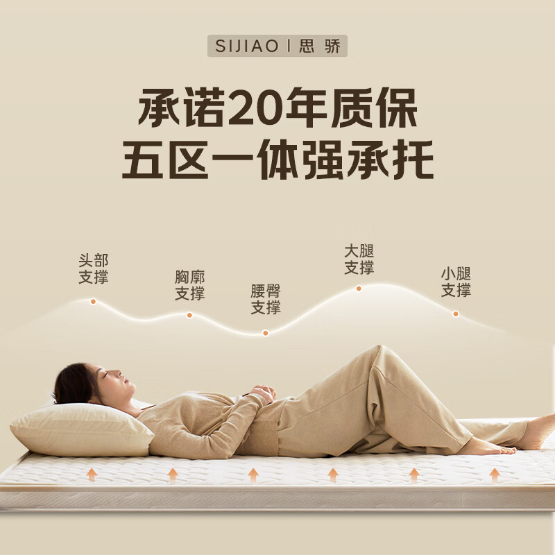 思骄椰棕床垫1.5x2米棕垫硬棕榈床垫天然乳胶宿舍定制榻榻米护脊床垫 6CM厚【防螨抑菌面料+3CM金麻】 1350mm*2000mm