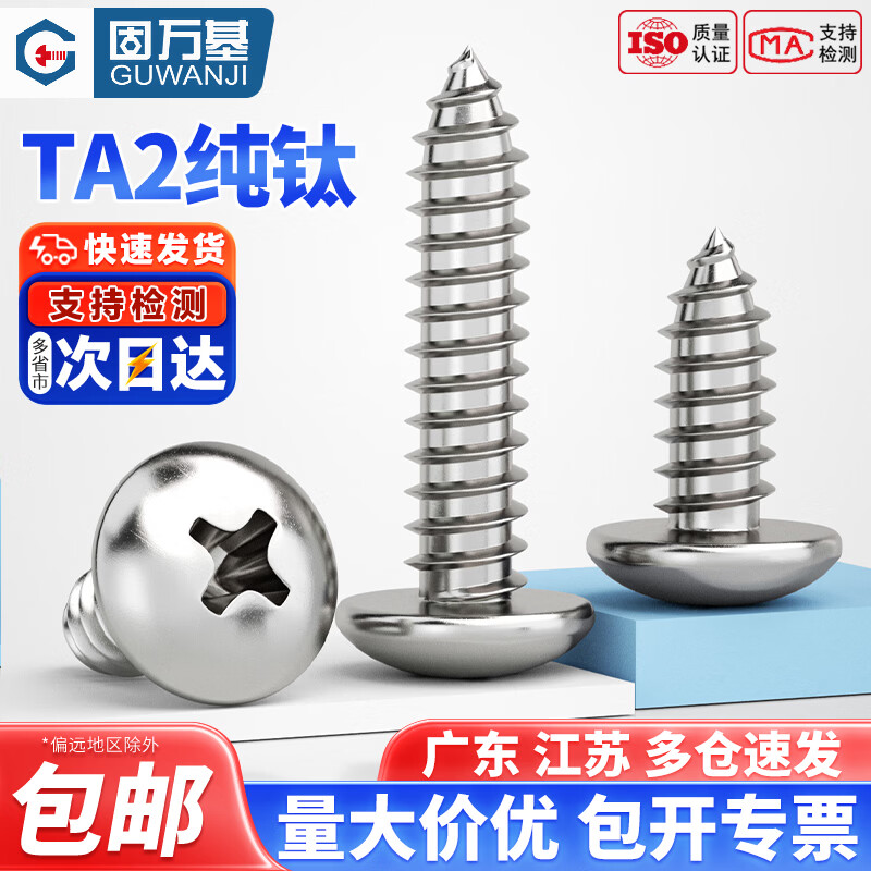 固万基（GUWANJI）国标TA2纯钛十字大扁头自攻螺丝钉伞头蘑菇头圆头十字木螺丝M4M5 M4x10(5只)