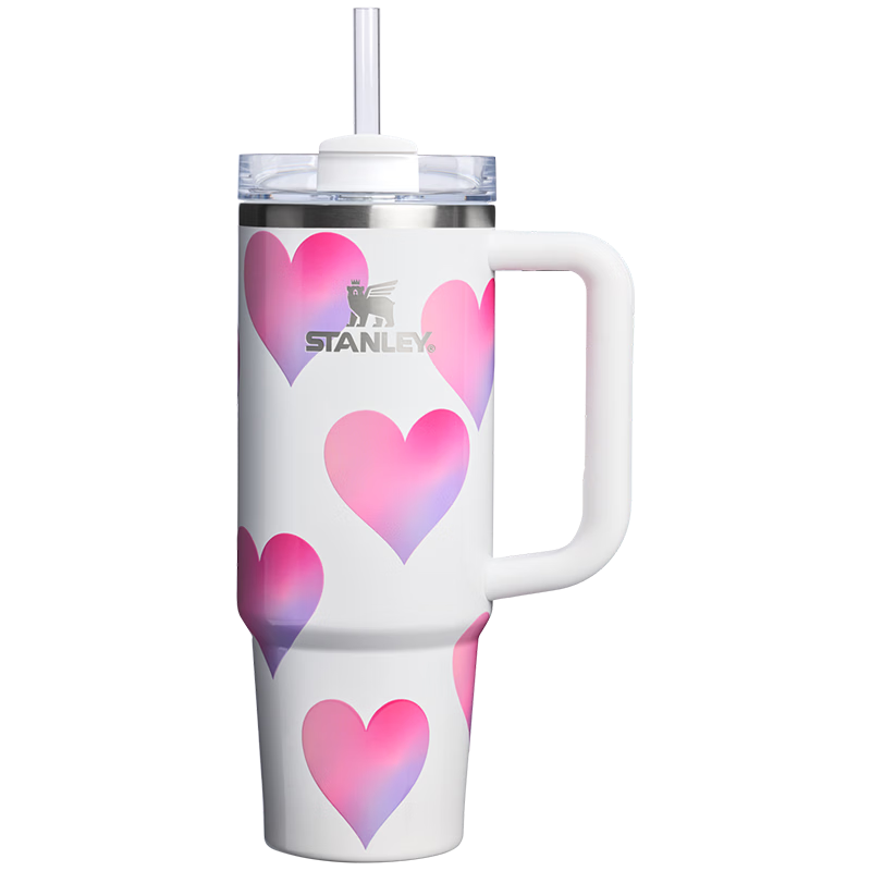 STANLEY保温杯水杯大容量不锈钢吸管杯情人节限定新款38节礼物887ML霜白
